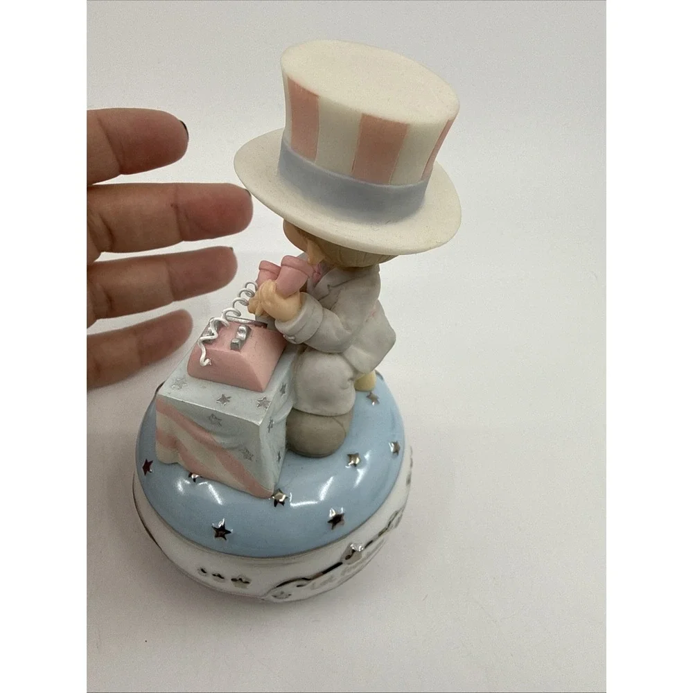 Precious Moments Let Freedom Ring Porcelain Music Trinket Box A0254 2003 Works